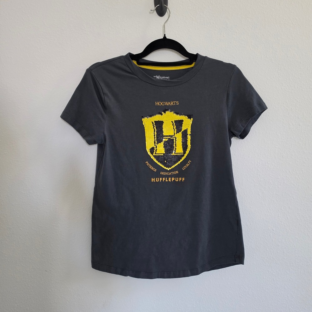 Harry Potter Hufflepuff Flip Sequin Shirt Universal Studios kids size Small
